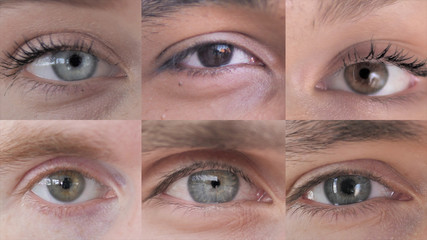 The Collage of Blinking Eye of Young People