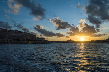 Fototapeta na wymiar Beautidul sunset over Mediterranean sea