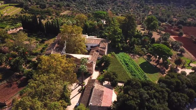 Aerial shot of the Jardines de Alfabia, Mallorca, Spain