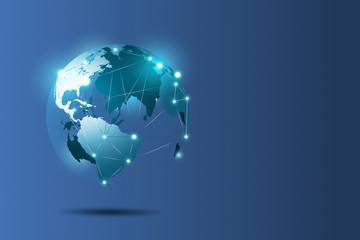 Global network connections.World map point and line composition concept of global business.
