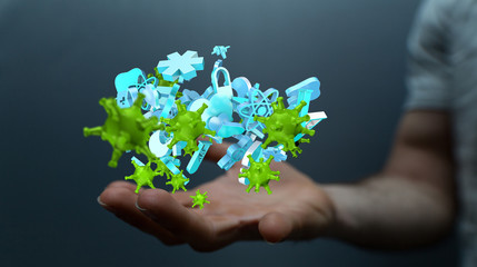 Covid-19 coronavirus, virus that causes acute respiratory infections and the common cold,...