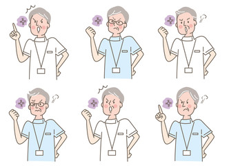 怖る　シニア男性　白衣　セット