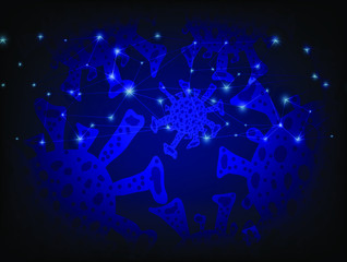 Virus Corona vectors. Corona Virus in Wuhan. Blue Background. Vector Illustration.