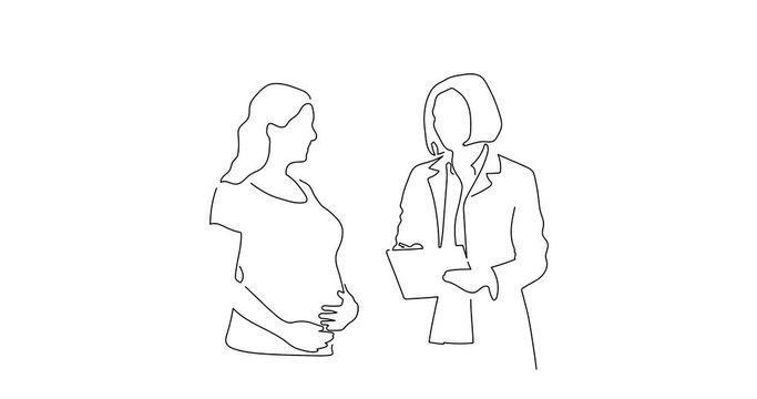 Maternity line drawing, animated illustration design. Maternity collection.