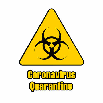 Warning coronavirus quarantine yellow and black biohazard sign on white background, hazard quarantine, , covid-19, coronavirus quarantine sign, 3d illustration.