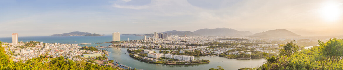 Panorama of the city of Nha Trang, Vietnam. Panoramic daytime view of Nha Trang city, popular tourist destination in Vietnam