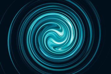 Abstract 3D rendering light blue green circle ring swirl effect illustration texture wallpaper. Vibrant Color wavy striped pattern for design and background. Abstract Science and Technology background