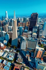 Gordijnen Downtown San Francisco aerial view of skyscrapers © Tierney