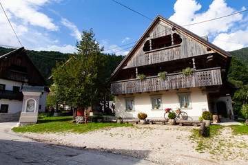 View of Slovenian chalet in Stara Fuzina, Slovenia