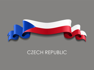 Czech flag wavy ribbon background. Vector illustration.