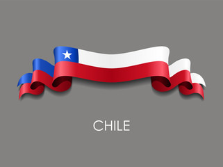 Chilean flag wavy ribbon background. Vector illustration.