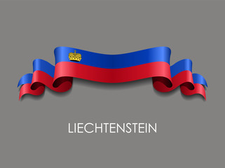 Liechtenstein flag wavy ribbon background. Vector illustration.