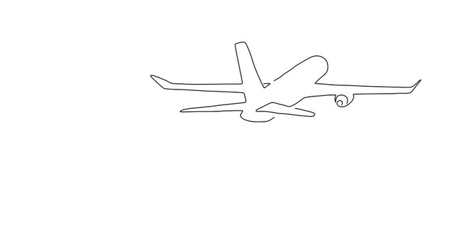 Airplane line drawing, animated illustration design. Transport collection.