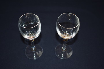 glass of water on black background