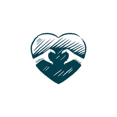 Love Hand Heart vintage illustration