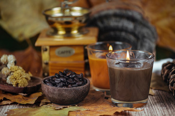 Aromatic Candles. Coffee and Sandalwood Scented Candles