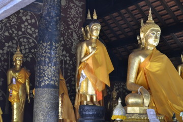  Golden buddha in temple hall, Buddha statue in Thailand