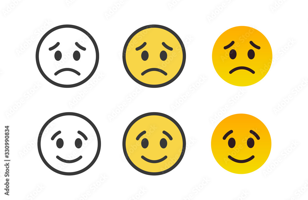 Poster happy and sad emoji emotion icon. good and bad reaction.