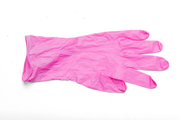 Pink latex medical glove