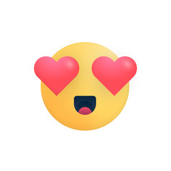Cute feeling in love smile icon. Isolade romantic cartoon emoticon face. Charmed emotion.