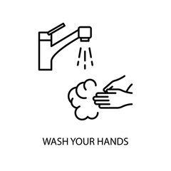 Hand wash flat vector icon. Clean hands flat vector icon. Hygiene symbol on white isolated background.