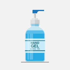 Hand gel pump bottle,alcohol hand wash gel vector flat design.