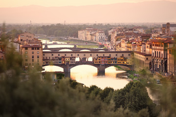Fototapeta na wymiar FLORENCE, ITALY-September 07,2019:Details of the famous Old Bridge in Florence (Ponte Vecchio, Italy).