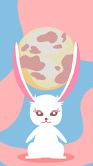 White bunny and her moon