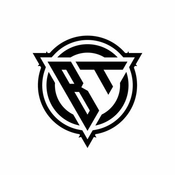 recommend clip art: BT logo with triangle shape and circle with outline rounded design template