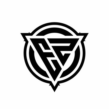 EZ logo with triangle shape and circle with outline rounded design template