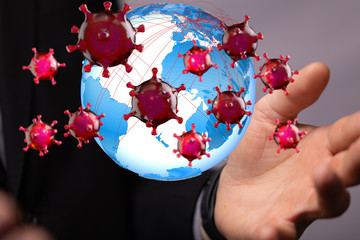 contagious coronavirus pandemic, dangerous virus outbreak 3d.