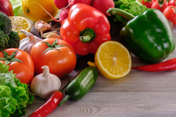 Healthy and wholesome food. Assorted fresh and juicy vegetables