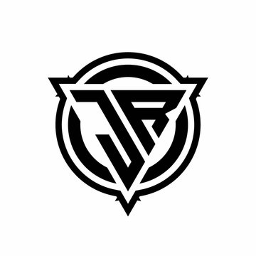 recommend clip art: JR logo with triangle shape and circle with outline rounded design template