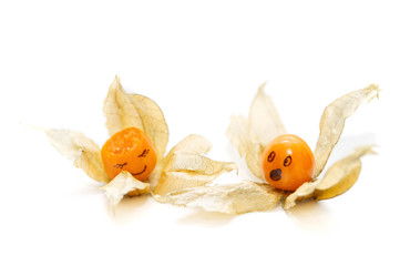 nice, smile, happy, character, cute, fun, face, funny, physalis peruviana, isolate, healthy food, cape gooseberry, white background, vitamin, diet, peruviana, sweet, fresh, tasty, juicy, plant, health