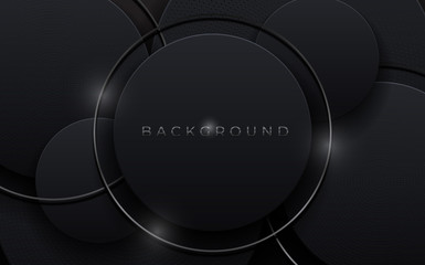 Black abstract minimalist background with a dark geometric shape. Modern design decoration textured luxury gradient geometric elements. Vector material texture premium concept wallpaper, cover, banner