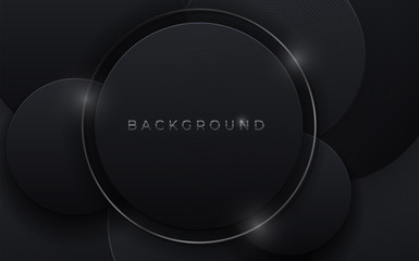 Black abstract minimalist background with a dark geometric shape. Modern design decoration textured luxury gradient geometric elements. Vector material texture premium concept wallpaper, cover, banner