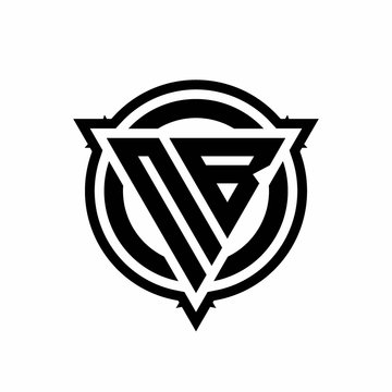 recommend clip art: NB logo with triangle shape and circle with outline rounded design template
