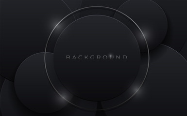 Black abstract minimalist background with a dark geometric shape. Modern design decoration textured luxury gradient geometric elements. Vector material texture premium concept wallpaper, cover, banner