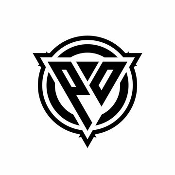 recommend clip art: PO logo with triangle shape and circle with outline rounded design template