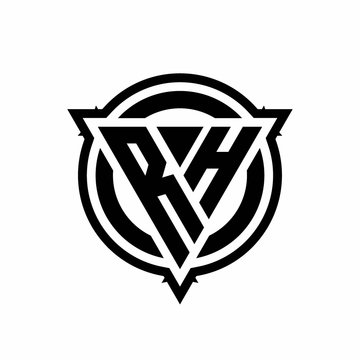 recommend clip art: RH logo with triangle shape and circle with outline rounded design template