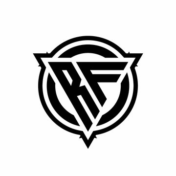 recommend clip art: RF logo with triangle shape and circle with outline rounded design template