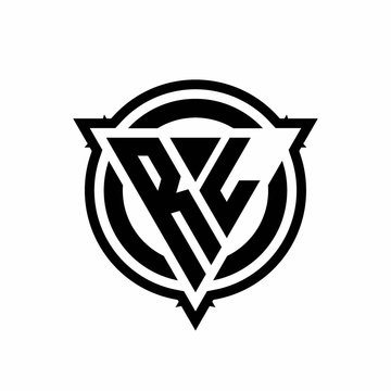 recommend clip art: RL logo with triangle shape and circle with outline rounded design template