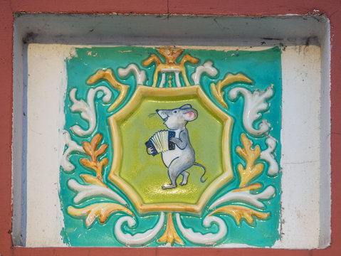 The main decoration of the facades of buildings in the city of Myshkin, Yaroslavl region