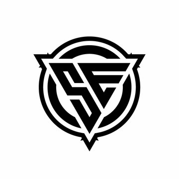 recommend clip art: SE logo with triangle shape and circle with outline rounded design template
