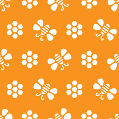 Yellow and white bees and flowers seamless repeat pattern tile, perfect for backgrounds, textures, wallpaper, surface pattern design, fabric, textiles, stationery and more.