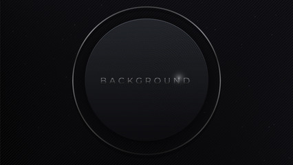 Black abstract minimalist background with a dark geometric shape. Modern design decoration textured luxury gradient geometric elements. Vector material texture premium concept wallpaper, cover, banner