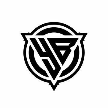 recommend clip art: YB logo with triangle shape and circle with outline rounded design template