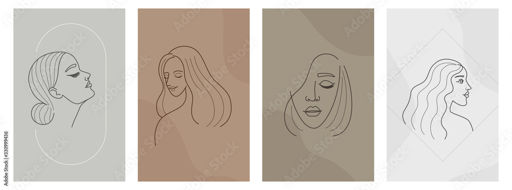 Aufkleber vector abstract logo and branding design templates in trendy linear minimal style, emblem for beauty