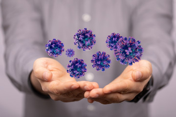 flu virus attack digital 3d  epidemic.