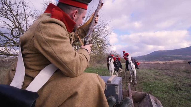 The soldier of the tsarist Russia shoots the Stalker